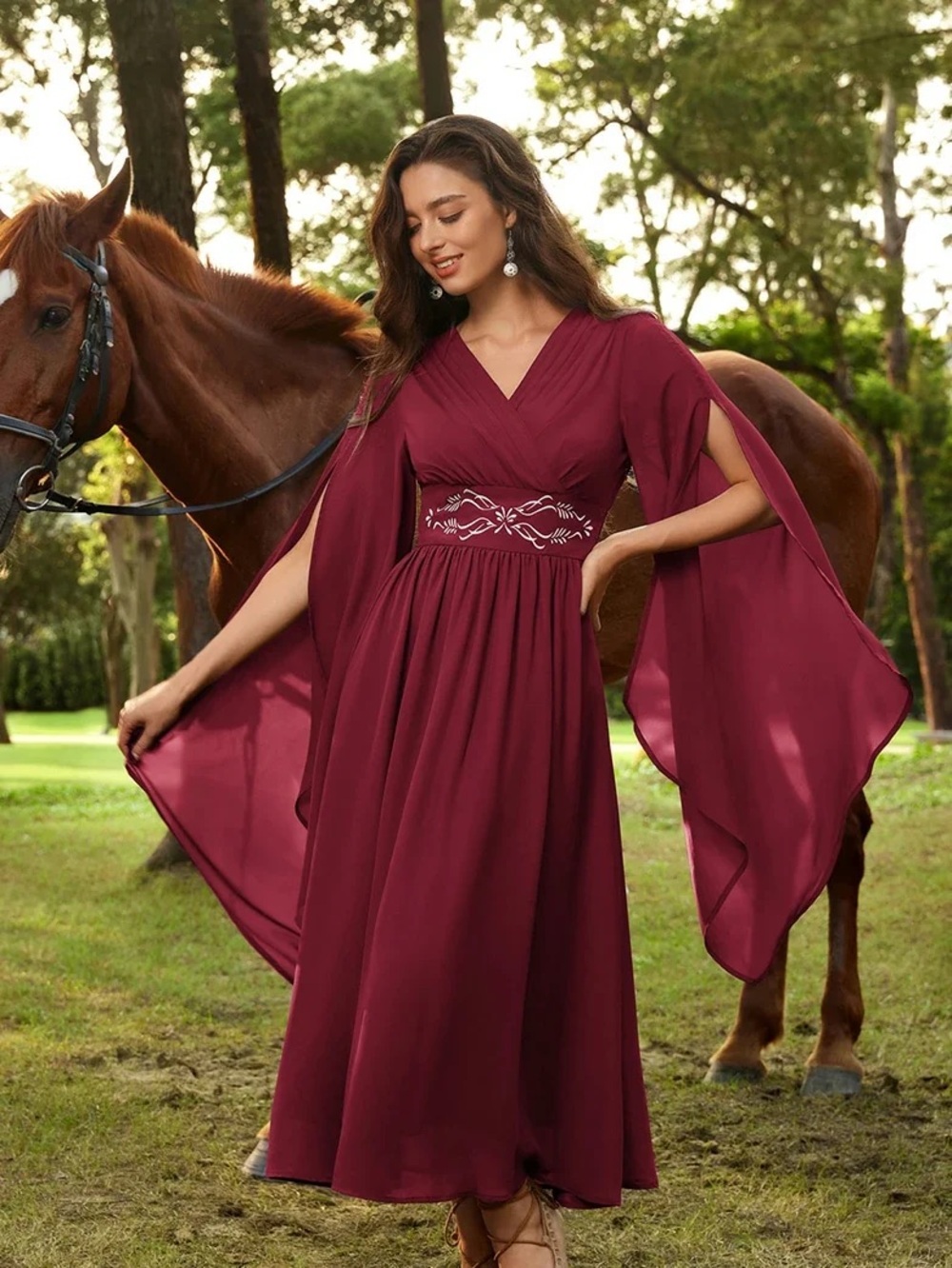 Scarlet Darkness Red Medieval Renaissance Fair Maxi Dress XL